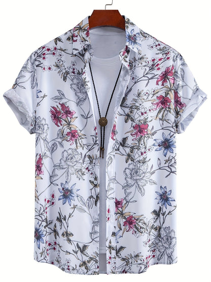 Men's Short-Sleeve Casual Shirt with Shell Motif – Modern Resort Shirt for Beach & Vacation