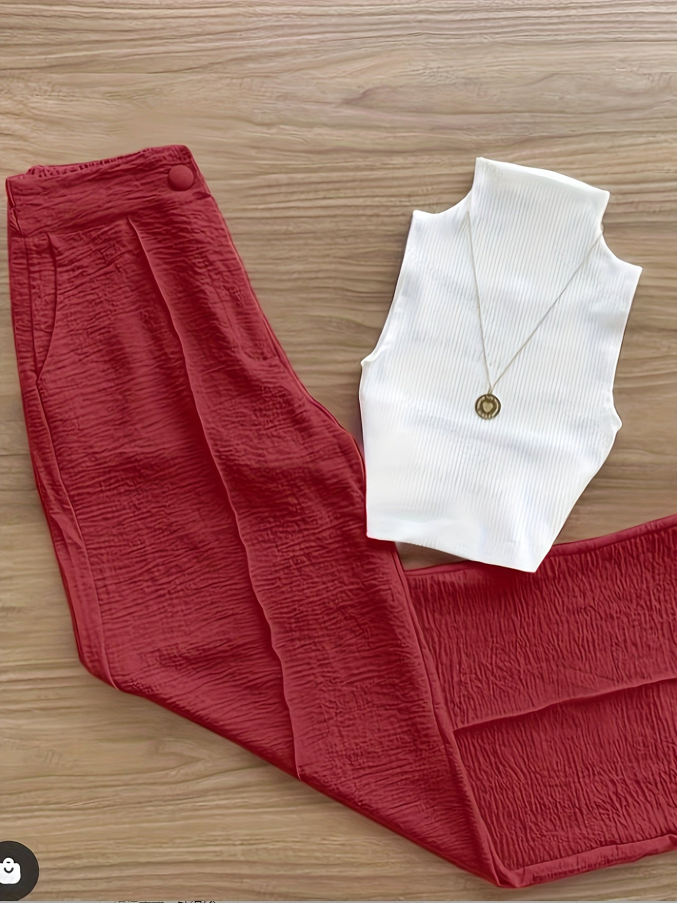 Women's Elegant Set – Sleeveless Top with Stand Collar and Pants, Perfect for Spring & Summer