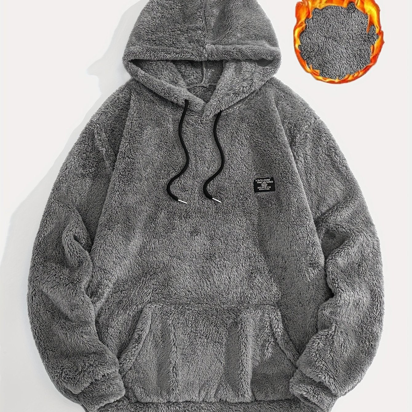 Unisex teddy fleece hoodie with a kangaroo pocket and hood