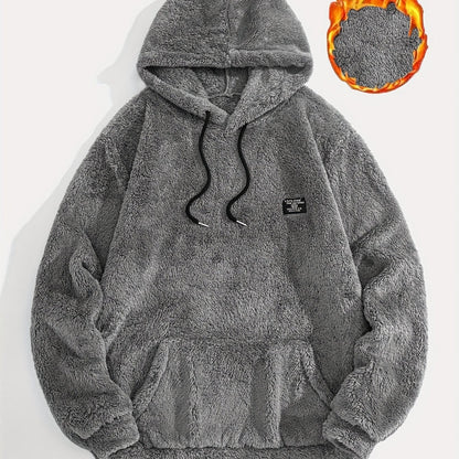 Unisex teddy fleece hoodie with a kangaroo pocket and hood