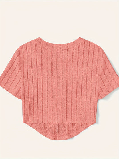 Women's Short-Sleeve Crop Top in Casual Style with Crew Neck – Perfect for Everyday and Leisure