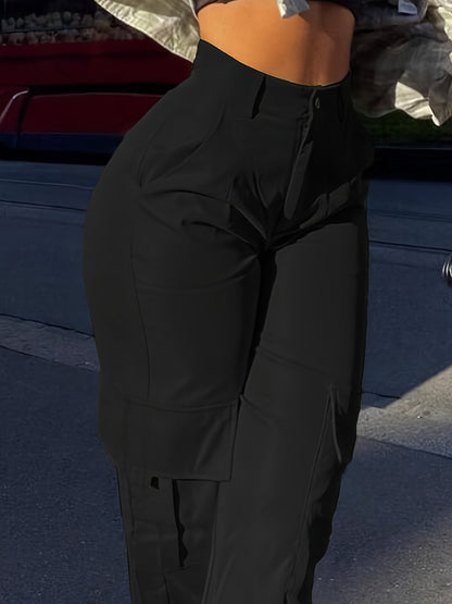 Damen Y2K Streetwear Cargo Hose mit weitem Bein – Modische High-Waist Hose für Freizeit und Alltag