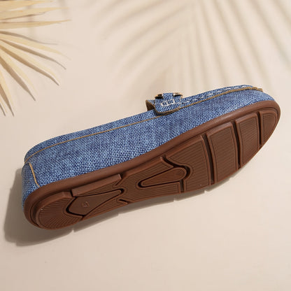 Women's Slip-On Moccasins with Chain Decoration – Fashionable Loafers for Everyday and Leisure Wear