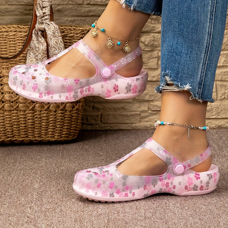 Women's Comfortable Summer Shoes with Floral Pattern – Cozy Casual Mary Janes for Everyday and Vacation