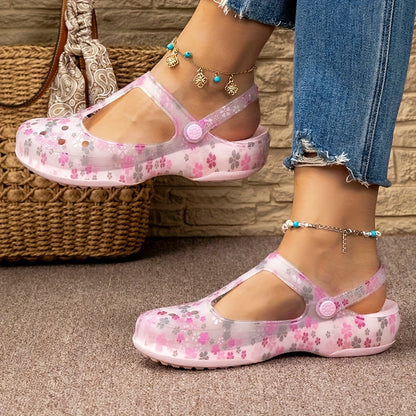 Women's Comfortable Summer Shoes with Floral Pattern – Cozy Casual Mary Janes for Everyday and Vacation