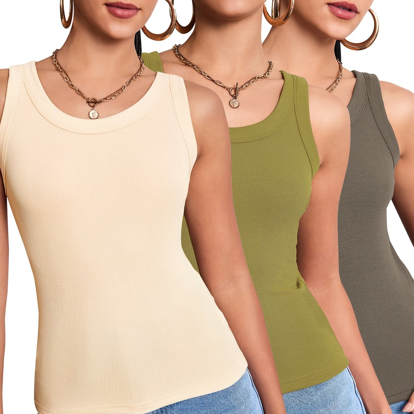 Women's Basic Tank Top 3-Pack – Fitted Casual Tops for Summer