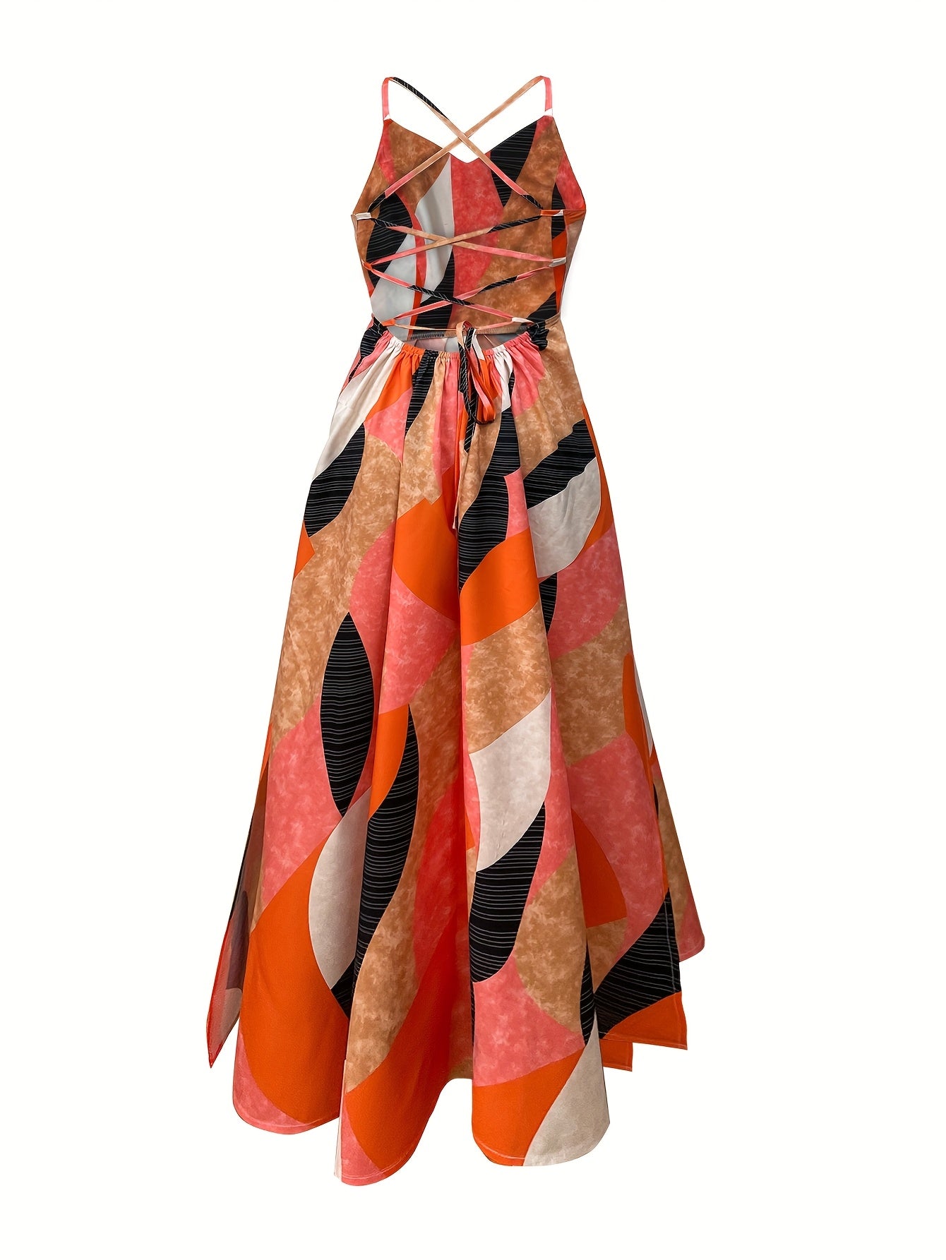 Women's maxi dress with geometric pattern – Elegant style for special occasions and summer parties