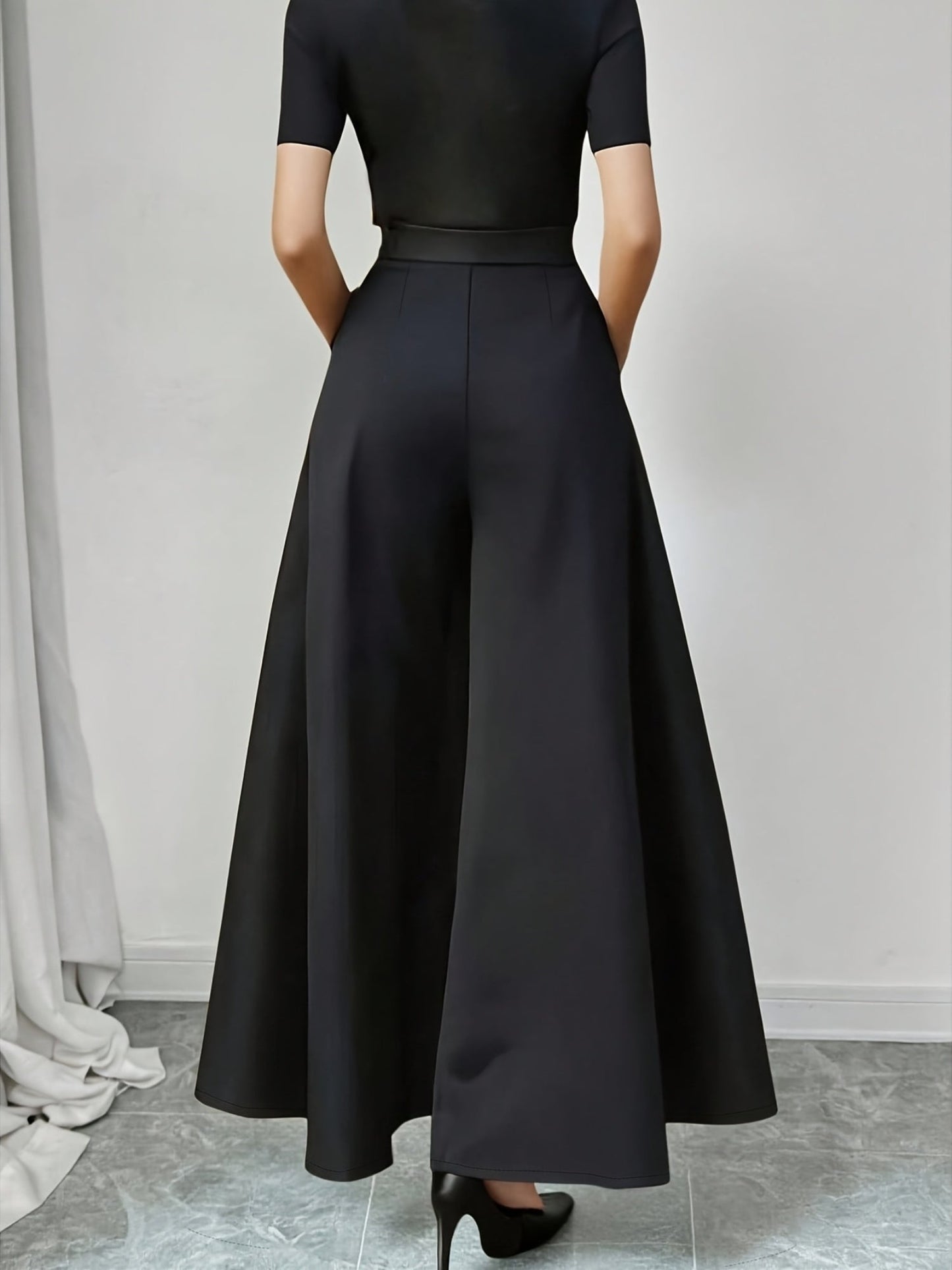 Damen Weitbeinige Palazzo Hose – Eleganter Business und Abend Look