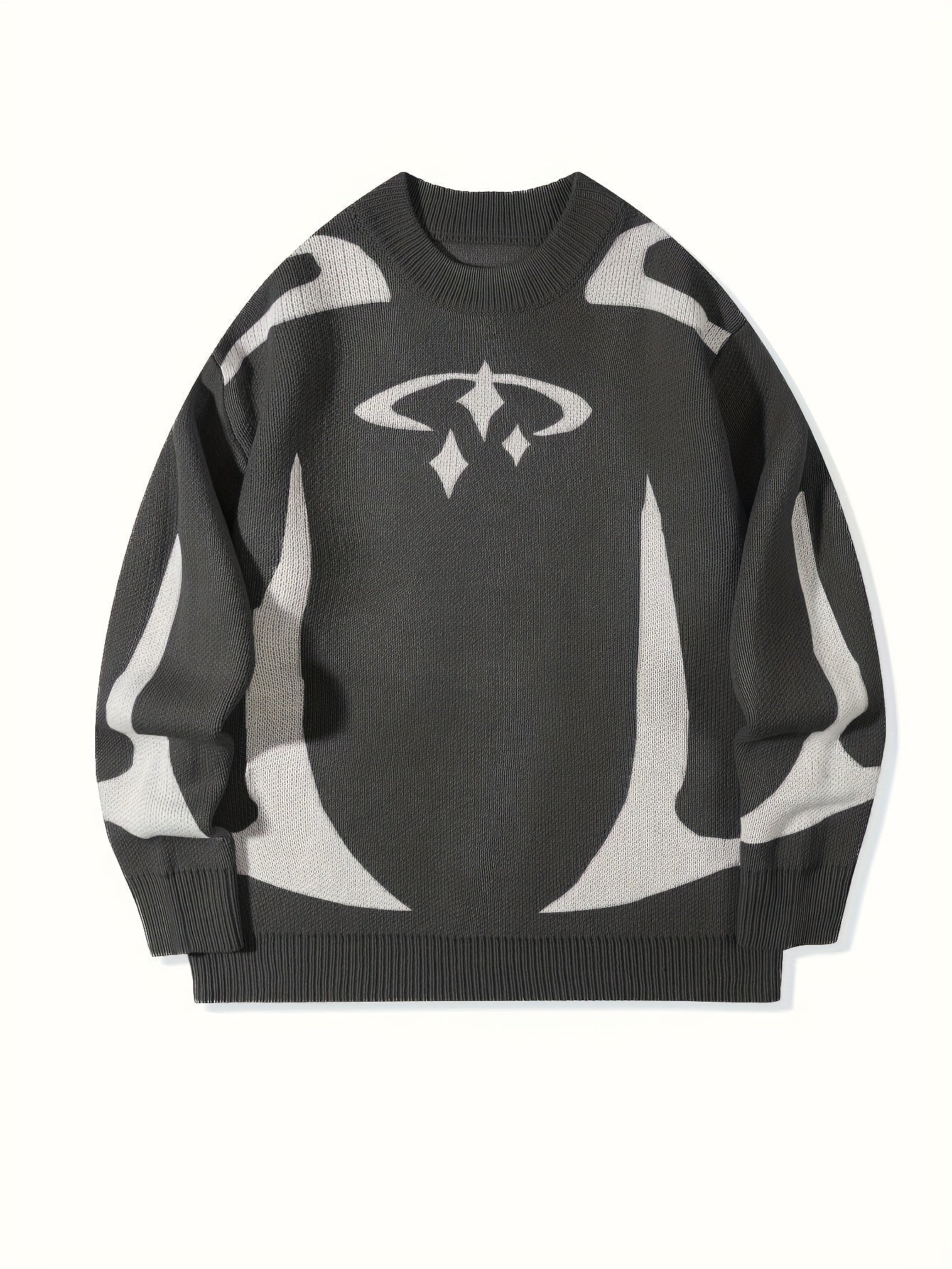 Unisex Strickpullover mit Rundhalsausschnitt und grafischem Muster