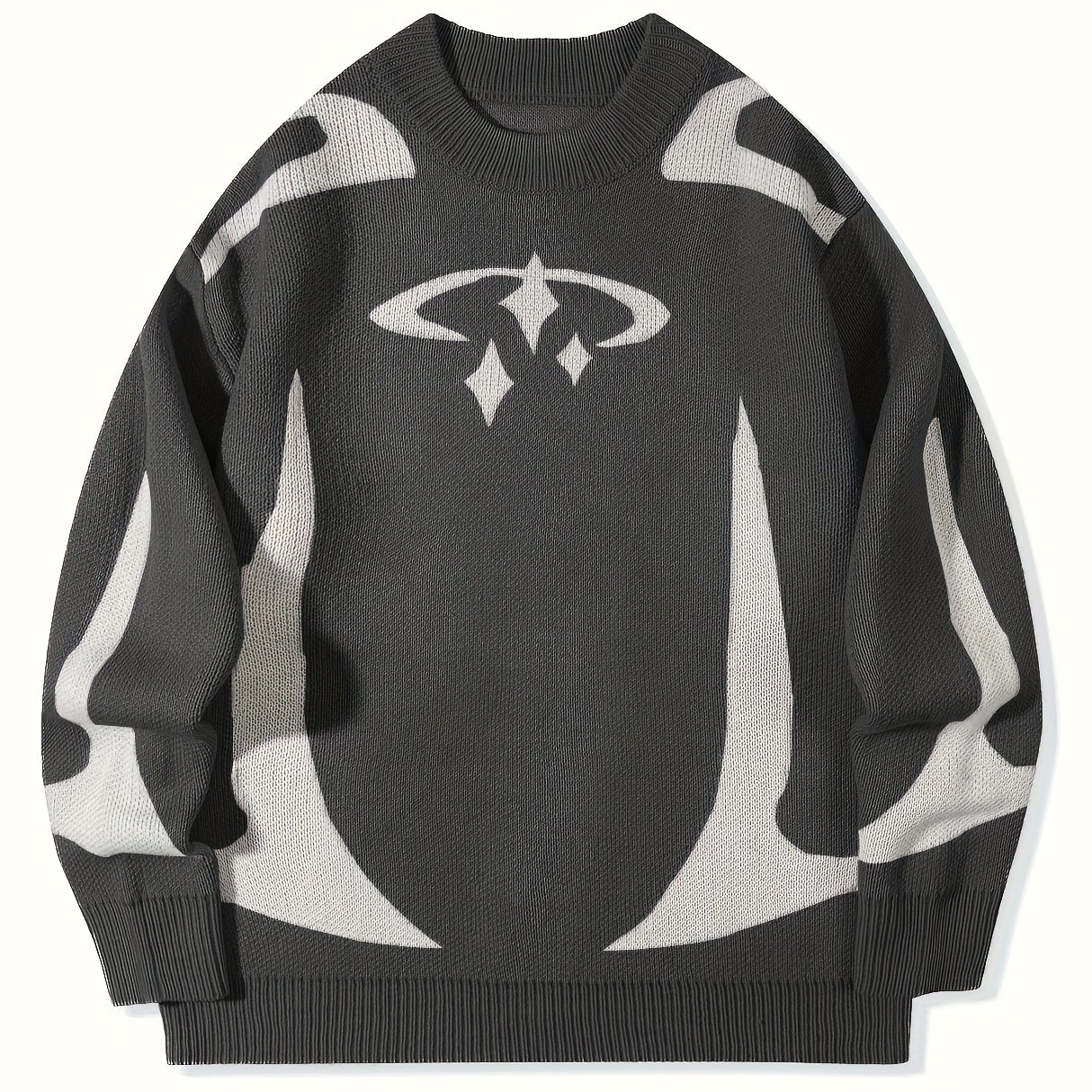 Unisex Strickpullover mit Rundhalsausschnitt und grafischem Muster