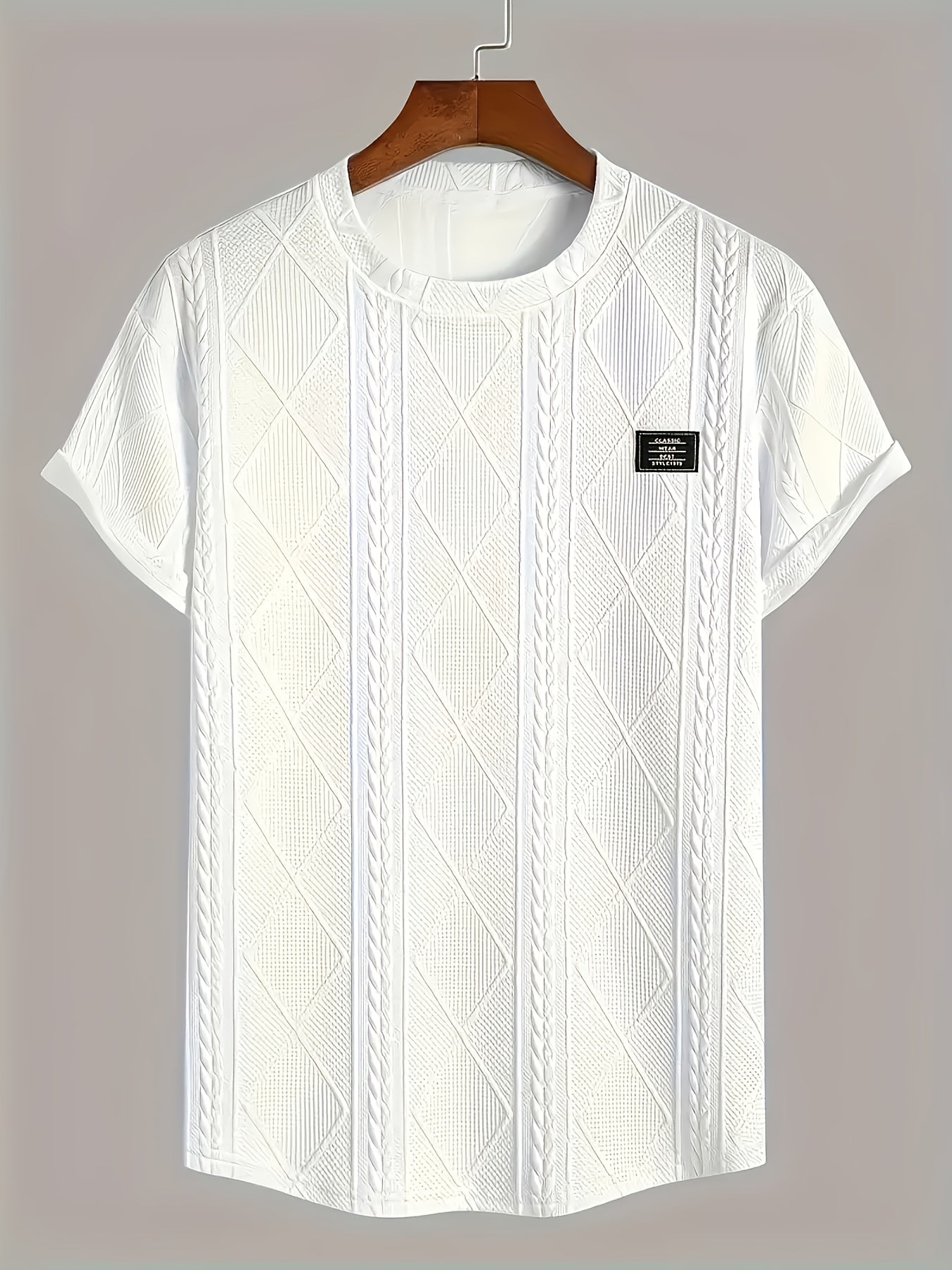 Men's T-shirt with knit pattern look, short sleeves, casual style, ideal for everyday wear and leisure