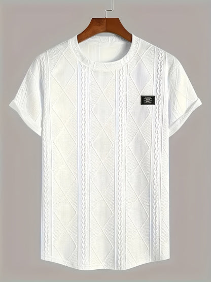 Men's T-shirt with knit pattern look, short sleeves, casual style, ideal for everyday wear and leisure