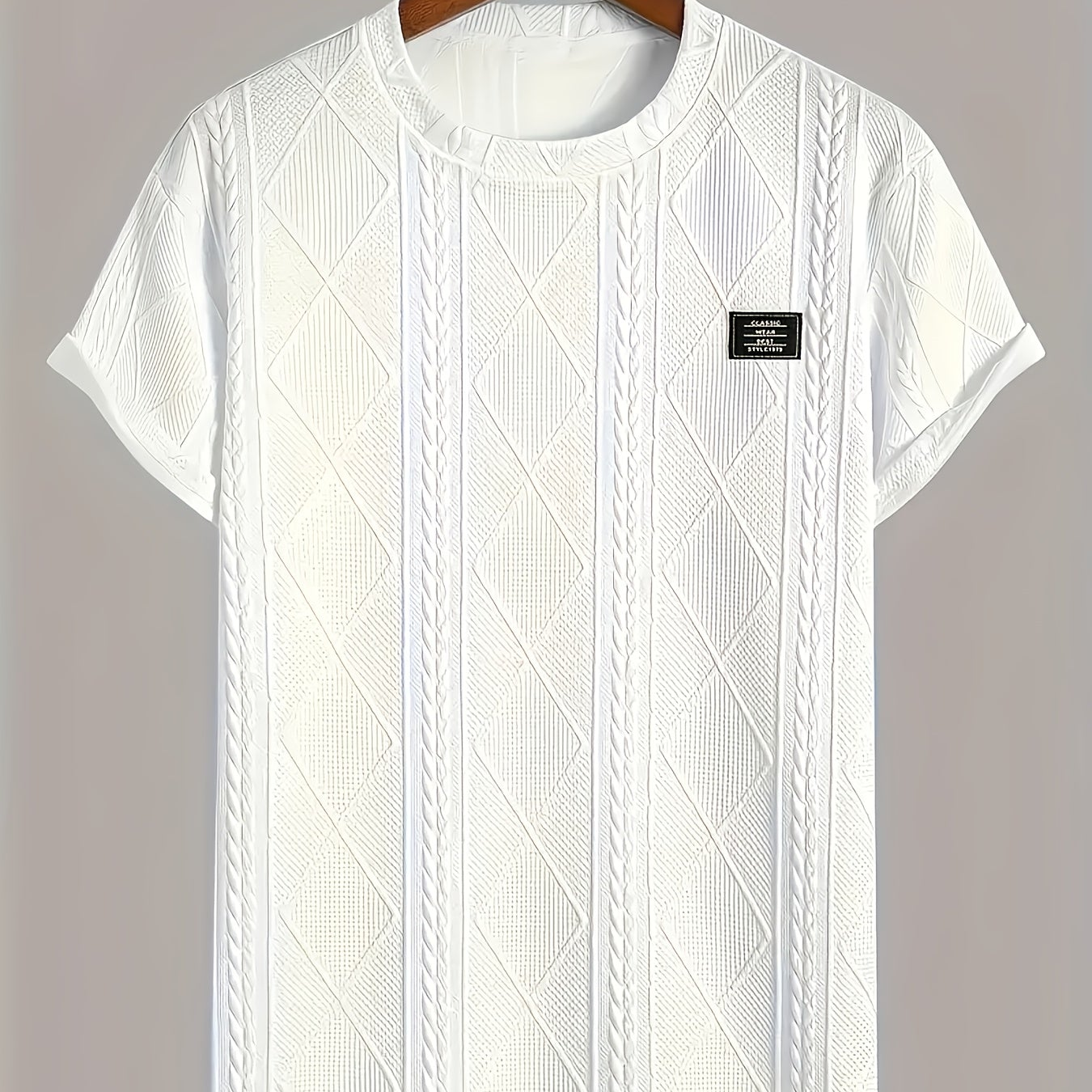 Men's T-shirt with knit pattern look, short sleeves, casual style, ideal for everyday wear and leisure