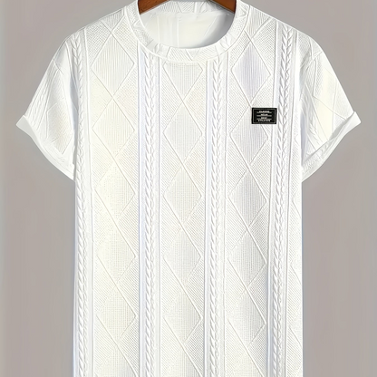Men's T-shirt with knit pattern look, short sleeves, casual style, ideal for everyday wear and leisure
