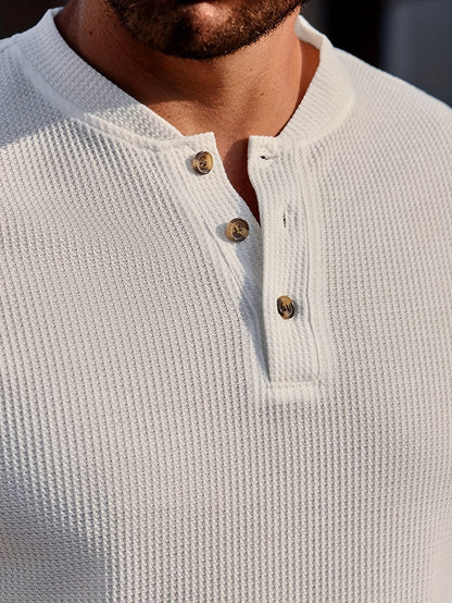 Herren Kurzarm Henley Shirt mit Struktur – Modernes Freizeitoberteil für stilvolle Anlässe