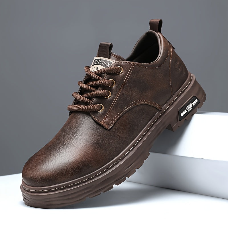 Men's black casual lace-up shoes with platform soles