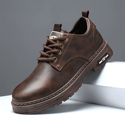 Men's black casual lace-up shoes with platform soles