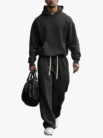 Herren Freizeit Oversize Hoodie Set – Lockerer Streetwear Trainingsanzug für Alltag & Reisen