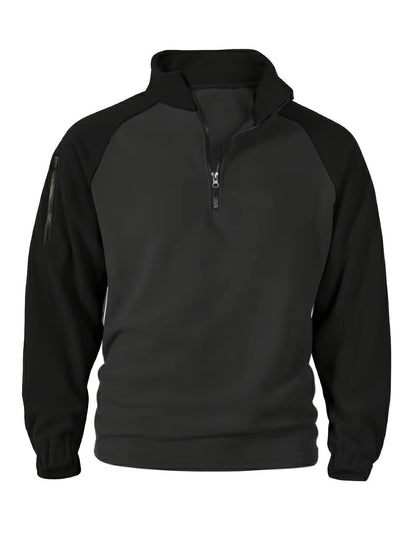 Men's half-zip pullover with fleece look and raglan sleeves
