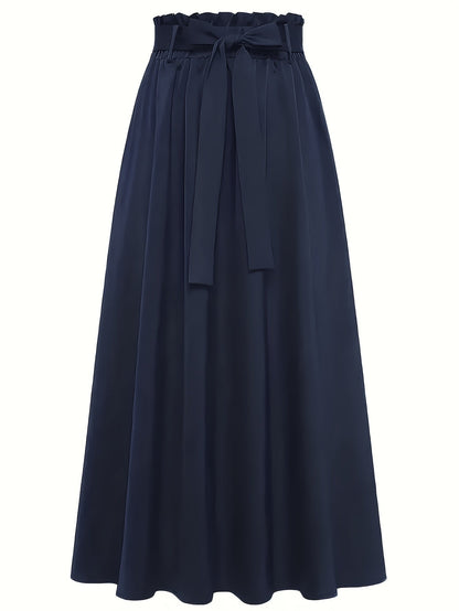 Women's Maxi Skirt with High Waist and Bow – Elegant Casual Skirt for Spring and Summer