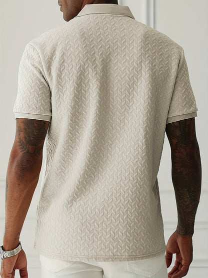 Men's Polo Shirt with Modern Herringbone Pattern – Casual Style for Everyday and Leisure
