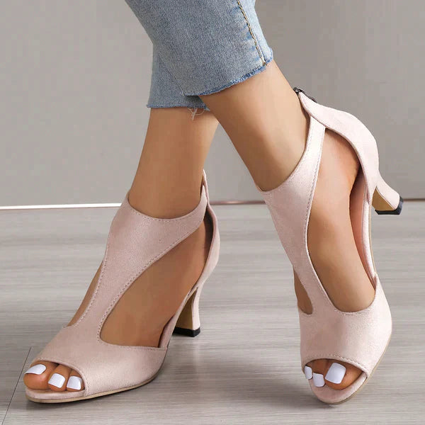 Women's high-heeled sandal with T-strap for elegant occasions and celebrations
