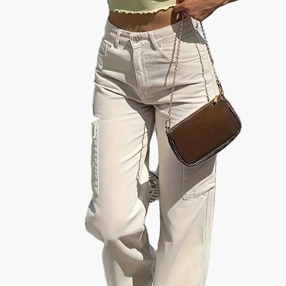 Women's Cargo Pants in Casual Style with Straight Leg and Side Pockets – Perfect for Everyday & Vacation