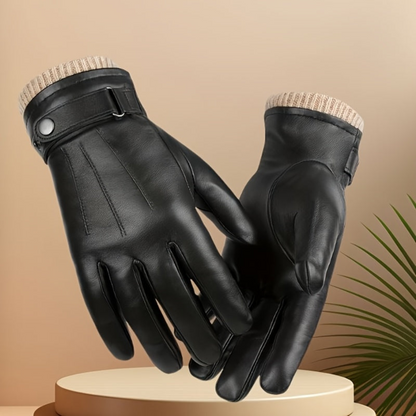 Winterhandschuhe Braun Strickbündchen Verstellbarer Riegel