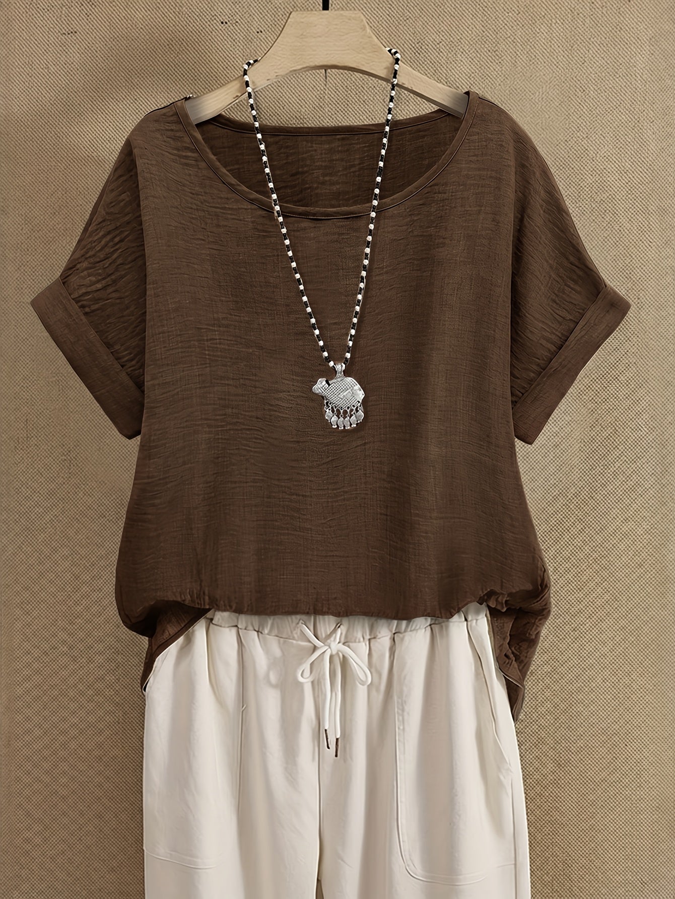 Women's Summer Blouse Short Sleeve Loose Elegant Casual Top
