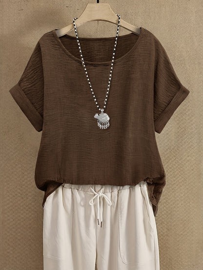 Women's Summer Blouse Short Sleeve Loose Elegant Casual Top