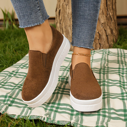 Women's Slip-On Platform Sneakers in Penny Loafer Style for Spring – Comfortable and Elegant Casual Shoes