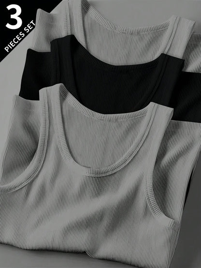 Men's Sporty Ribbed Tank Top – Modern Training and Casual Top