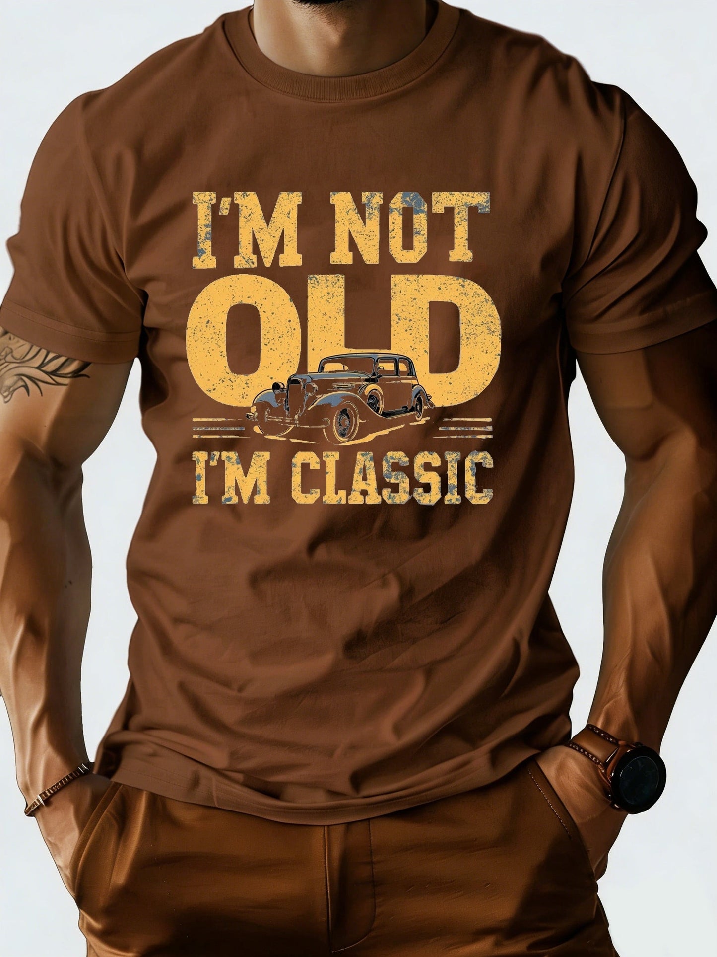 Men's T-Shirt with Saying and Vintage Car – Vintage Classic Look, Funny Gift for Men