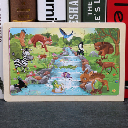 Children's Wooden Puzzle Set – Colorful Educational Toys in Storage Metal Box, from 3 Years, Unisex