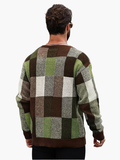 Herren Karierter Strickpullover im Lässigen Stil für Herbst und Winter