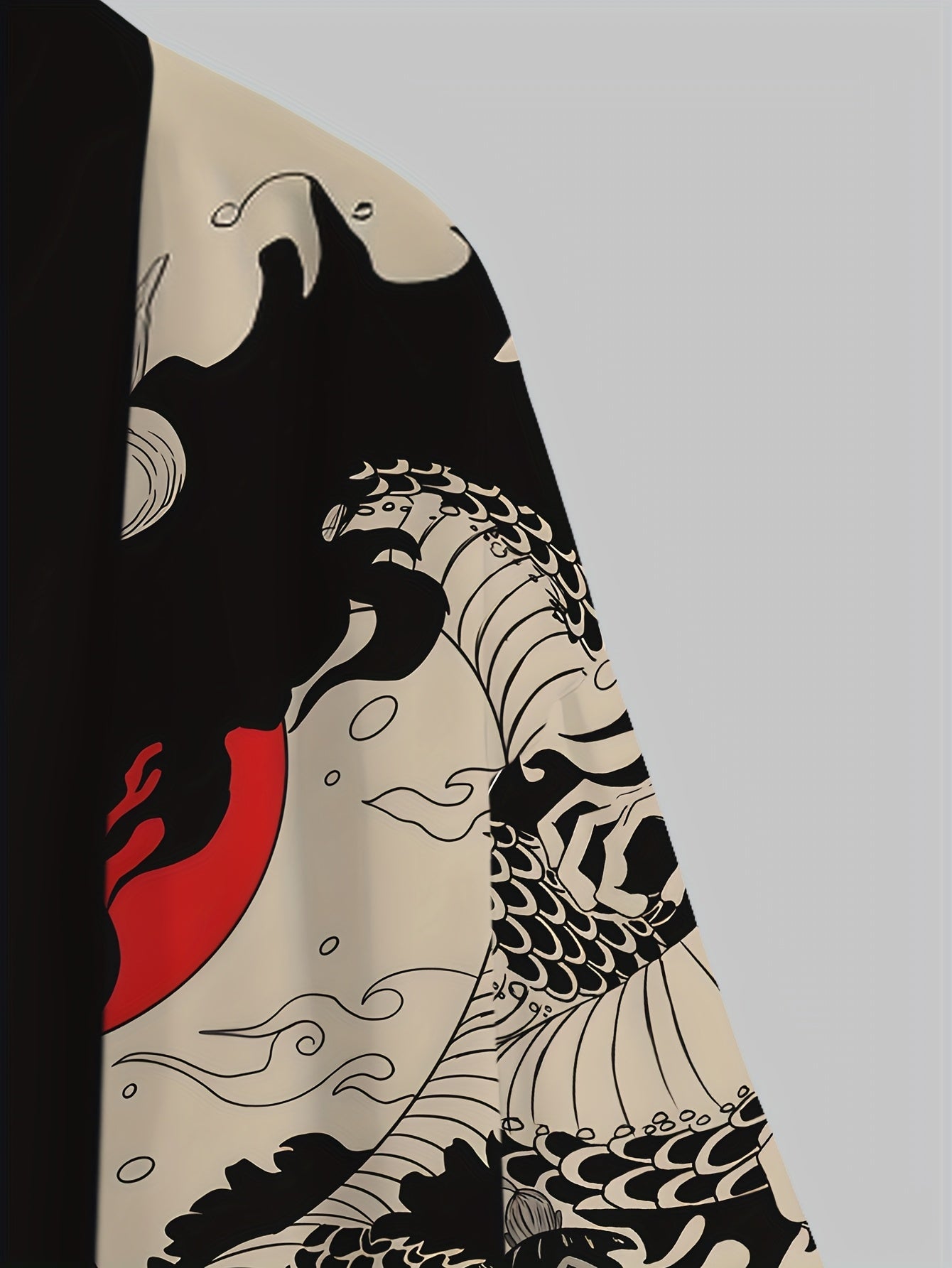 Men's Kimono Cardigan with Japanese Dragon Print – Streetwear Style, Open Jacket for Leisure and Everyday Wear