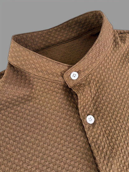 Men's casual shirt with short sleeves and stand-up collar – modern summer shirt for everyday and leisure use