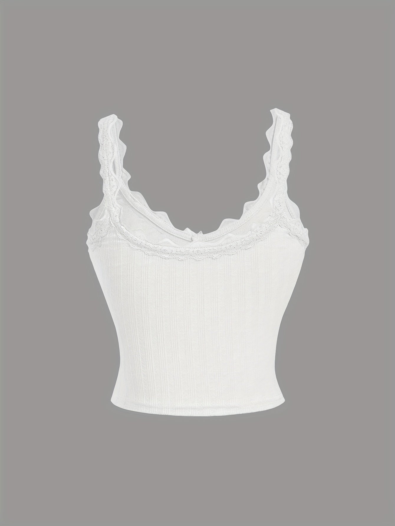 Women's Coquette-Style Camisole Top with Lace and Bow – Feminine Vintage Layering for Casual Wear
