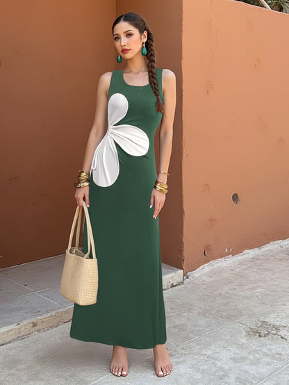 Women's Bodycon Dress with Cut-Out and Floral Design – Summer Party & Casual Style