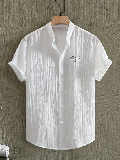 Men's Stand Collar Summer Casual Shirt with Button Placket – Urban Milano Design
