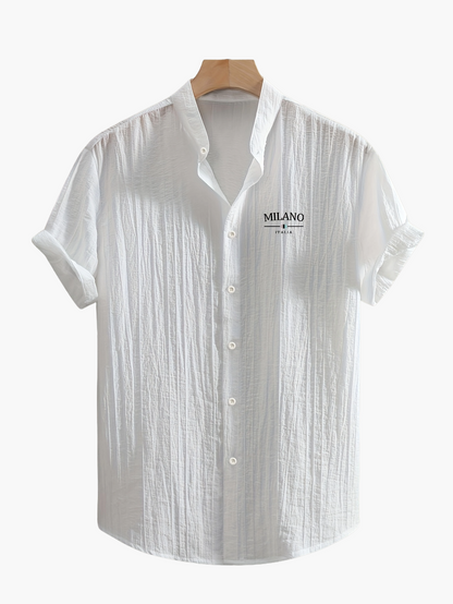 Men's Stand Collar Summer Casual Shirt with Button Placket – Urban Milano Design