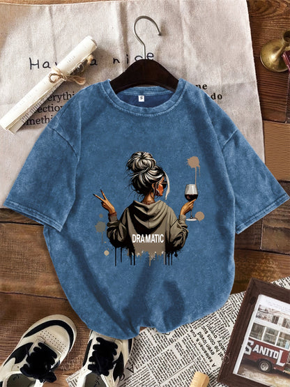 Damen Oversize T-Shirt Dramatic Print Streetstyle – Lässiges Statement-Shirt mit Grafik