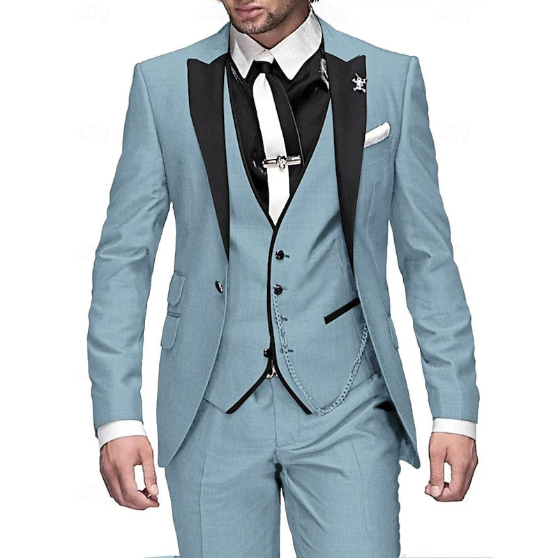 Men's 3-Piece Slim Fit Suit Set – Elegant Business & Wedding Suit