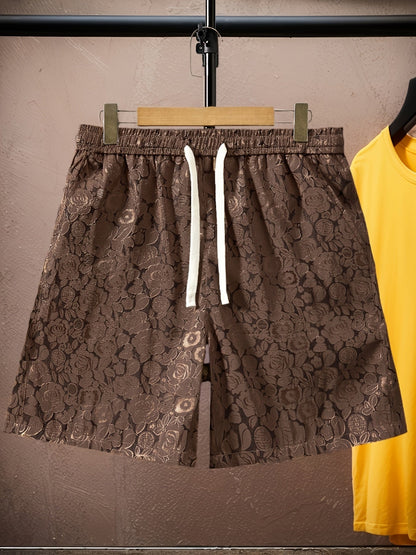 Men's jacquard shorts with floral pattern for casual and street style