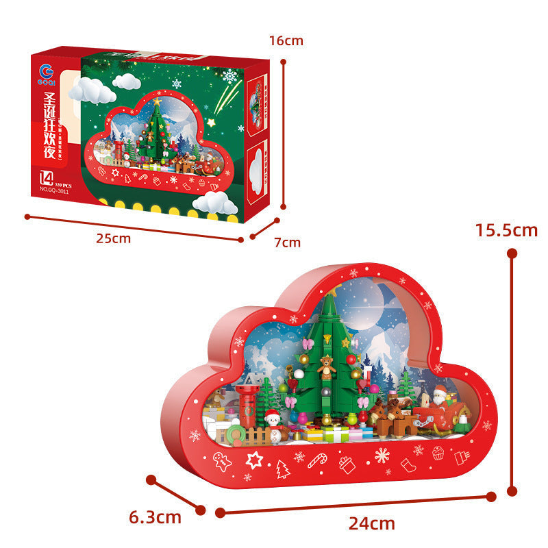 Children's Christmas Decoration Kit with LED Light – Magical Building Blocks Toy with Mirror for Festive Decoration