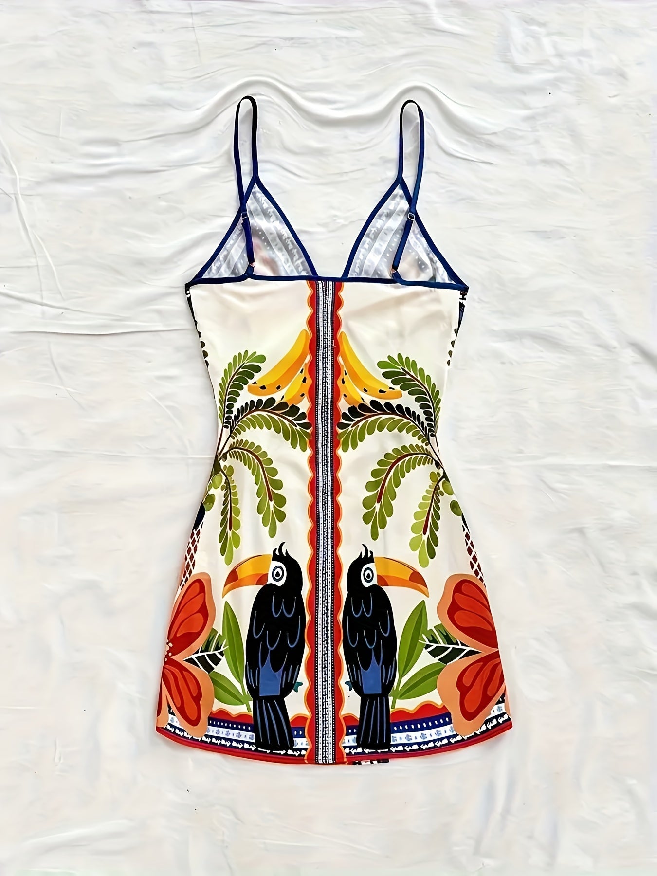 Women's summer wrap dress with tropical print and floral pattern – Perfect for vacation and leisure
