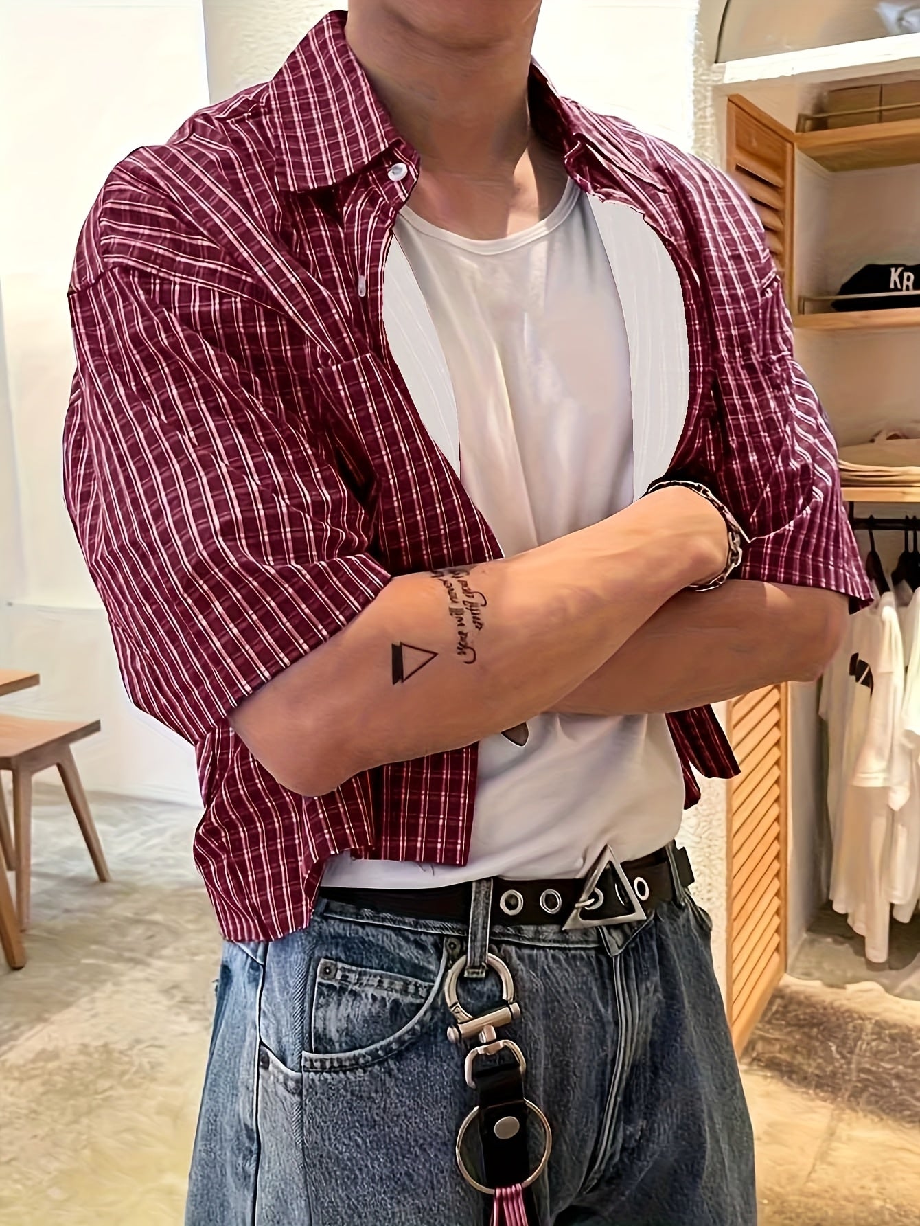 Herren Kurzarm Oversize Hemd im Karo-Design – Moderner Streetstyle für Freizeit & Alltag