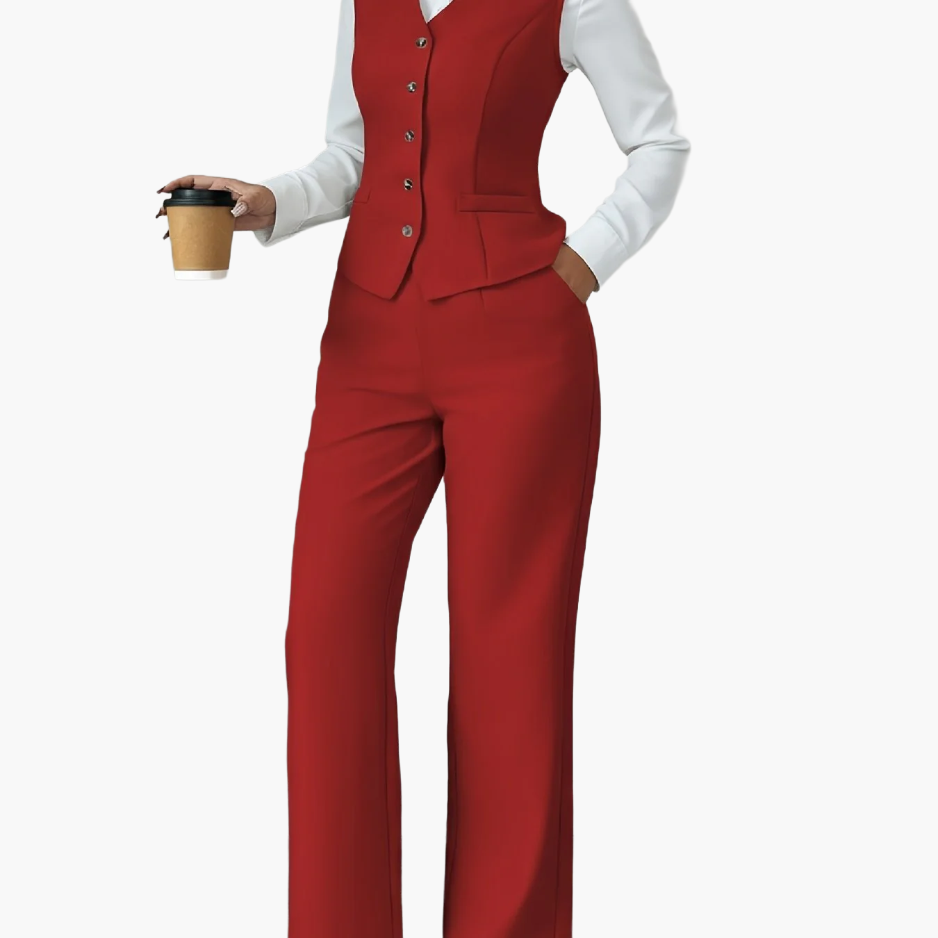 Women's Business Suit Set Elegant Two-Piece with Vest and Pants Office Outfit