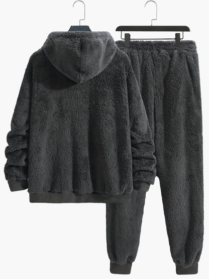 Men's Teddy Lounge Set Hoodie & Sweatpants – Cozy Leisure Outfit for Home & Everyday Use