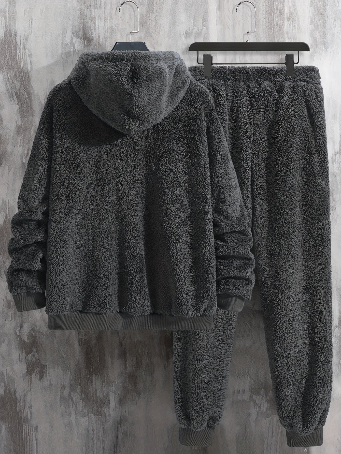 Unisex teddy fleece tracksuit with hooded sweatshirt and joggers